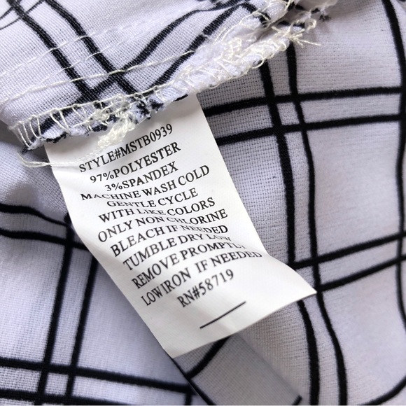 NWT Notations Button Down Blouse, White/Black Plaid, Sz XL - Picture 5 of 8